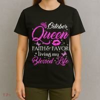 October Queen This Queen Was Born In October Birthday Women T-Shirt thumb 4
