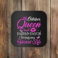 October Queen This Queen Was Born In October Birthday Women Coaster thumb 0