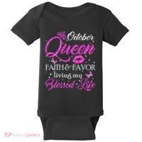 October Queen This Queen Was Born In October Birthday Women Baby Bodysuit thumb 0