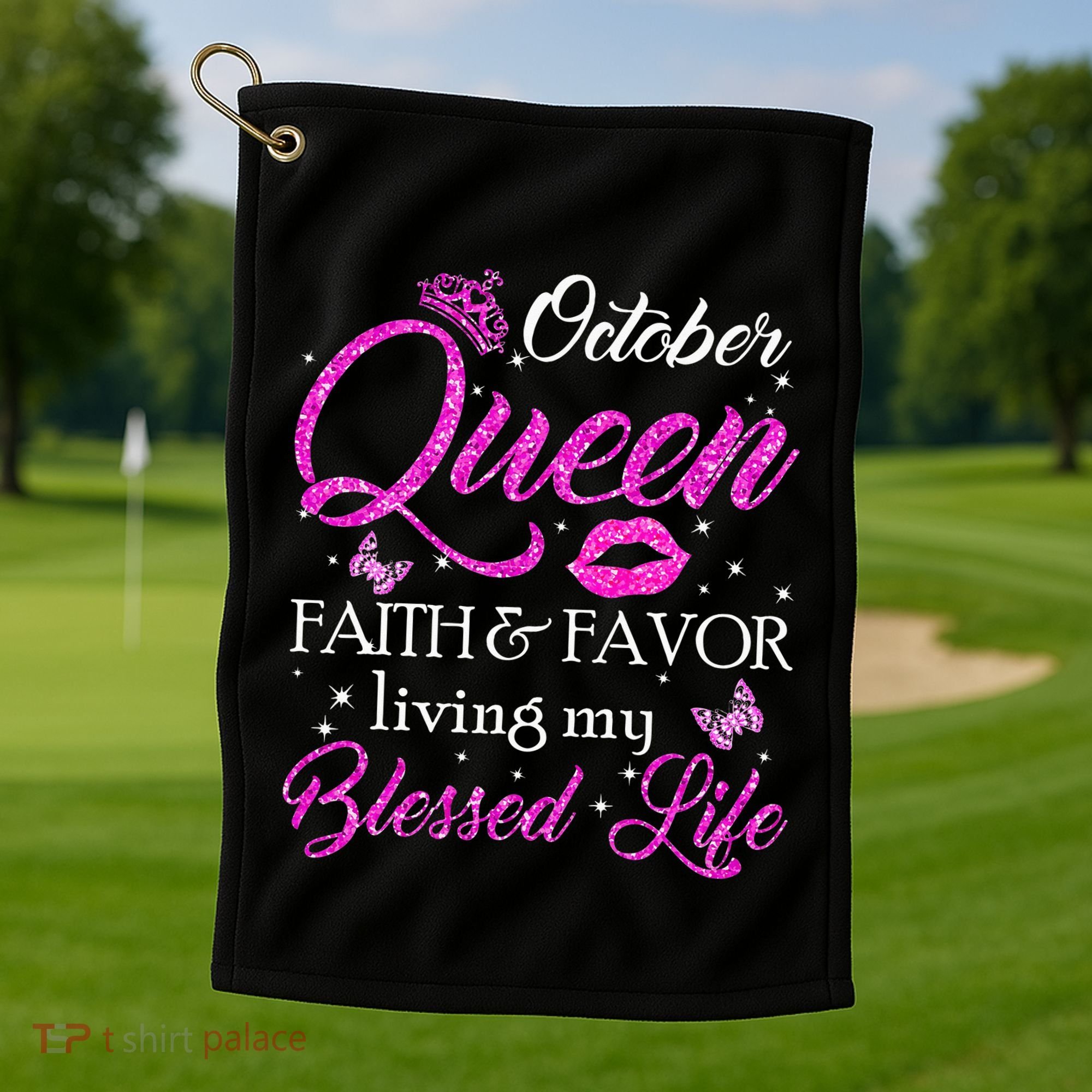 October Queen This Queen Was Born In October Birthday Women Golf Towel