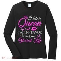 October Queen This Queen Was Born In October Birthday Women Women's Long Sleeve Shirt thumb 0