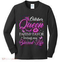October Queen This Queen Was Born In October Birthday Women Kids Long Sleeve Shirt thumb 0