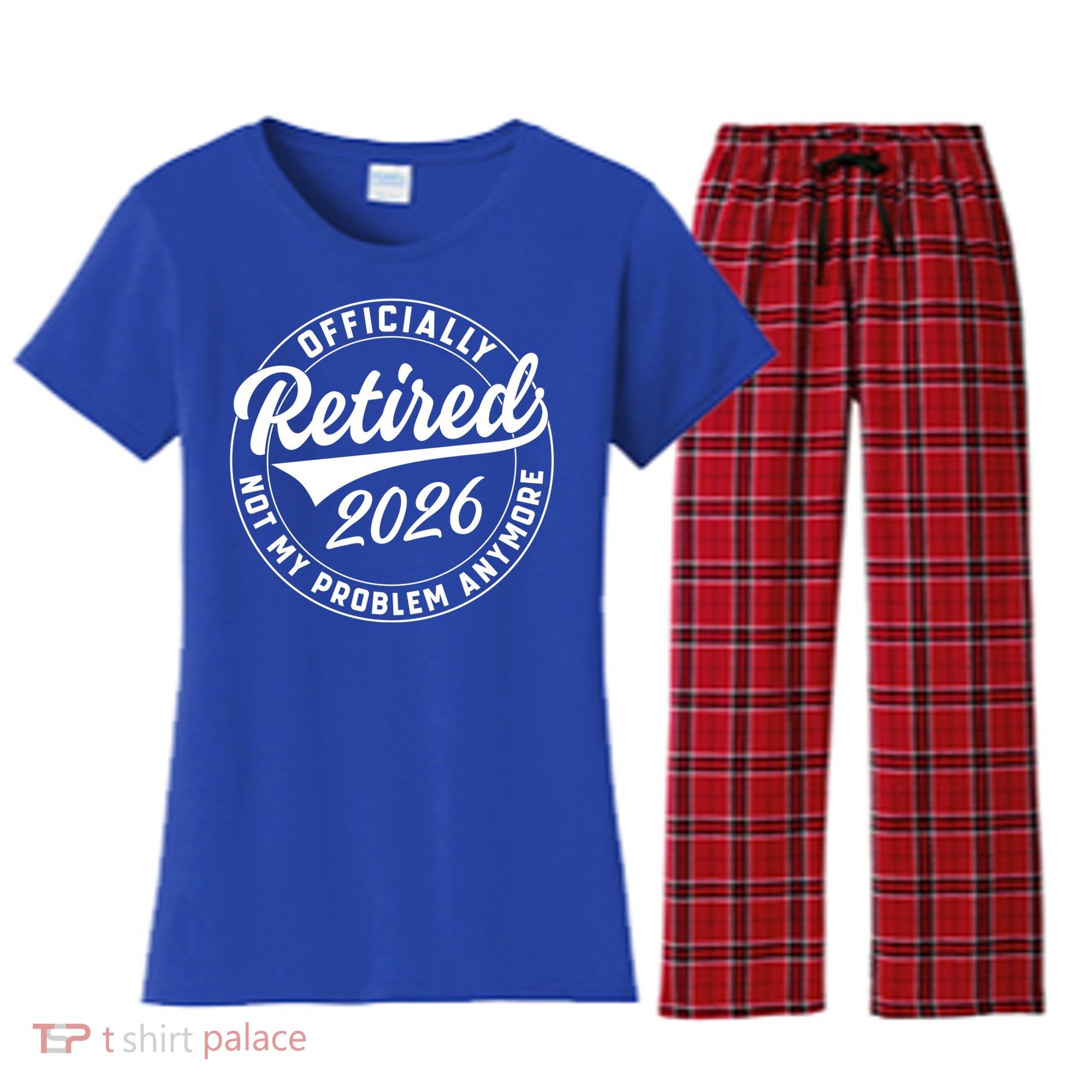 Officially Retired 2026 Not My Problem Anymore Emblem Women's Flannel Pajama Set