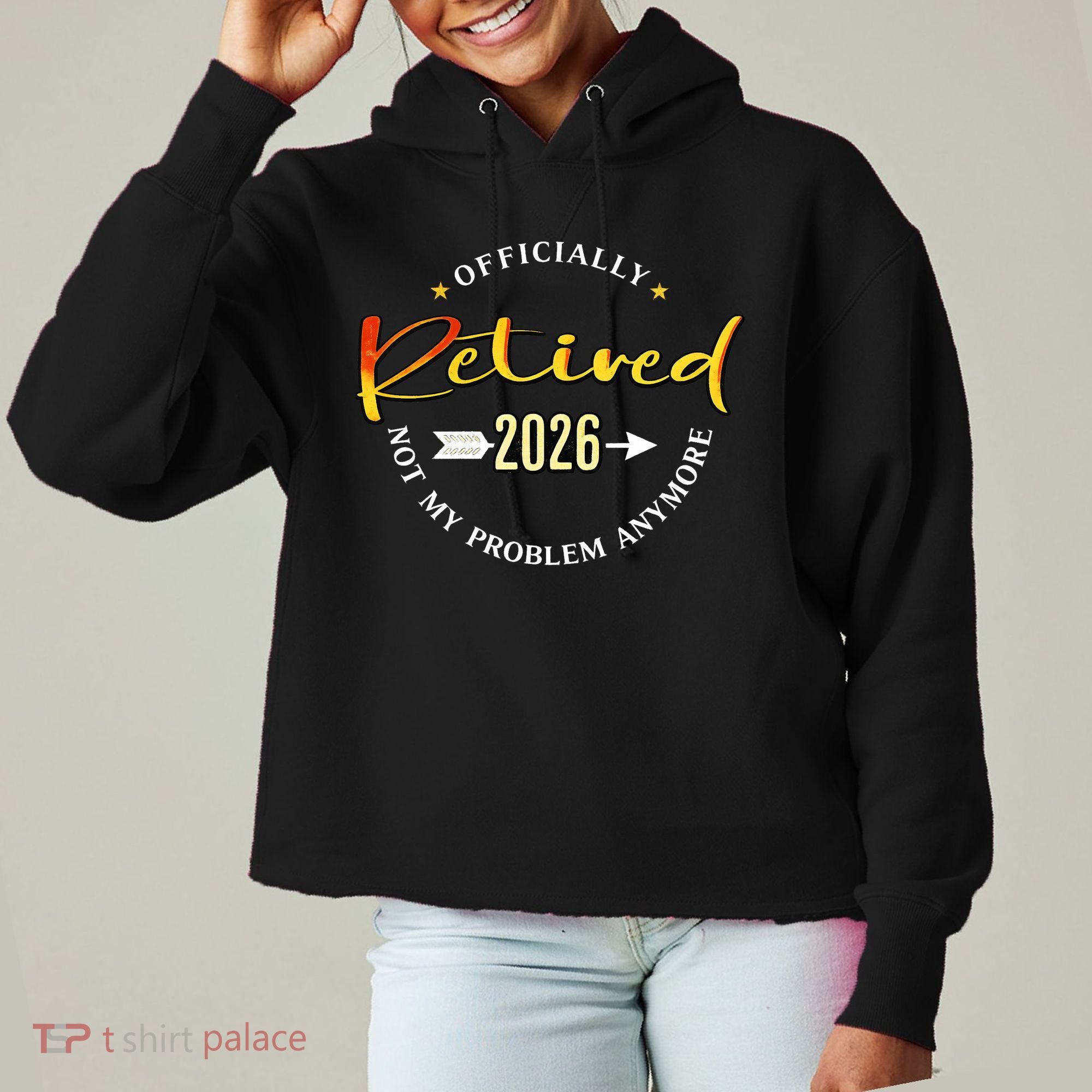 Officially Retired 2026 Not My Problem Anymore Ladies Heavyweight Boxy Pullover Hoodie