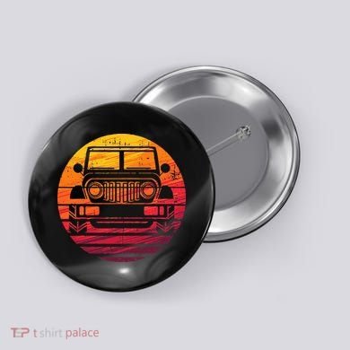 Off Road 4X4 Vintage Retro 70s Sunset Off Road Button