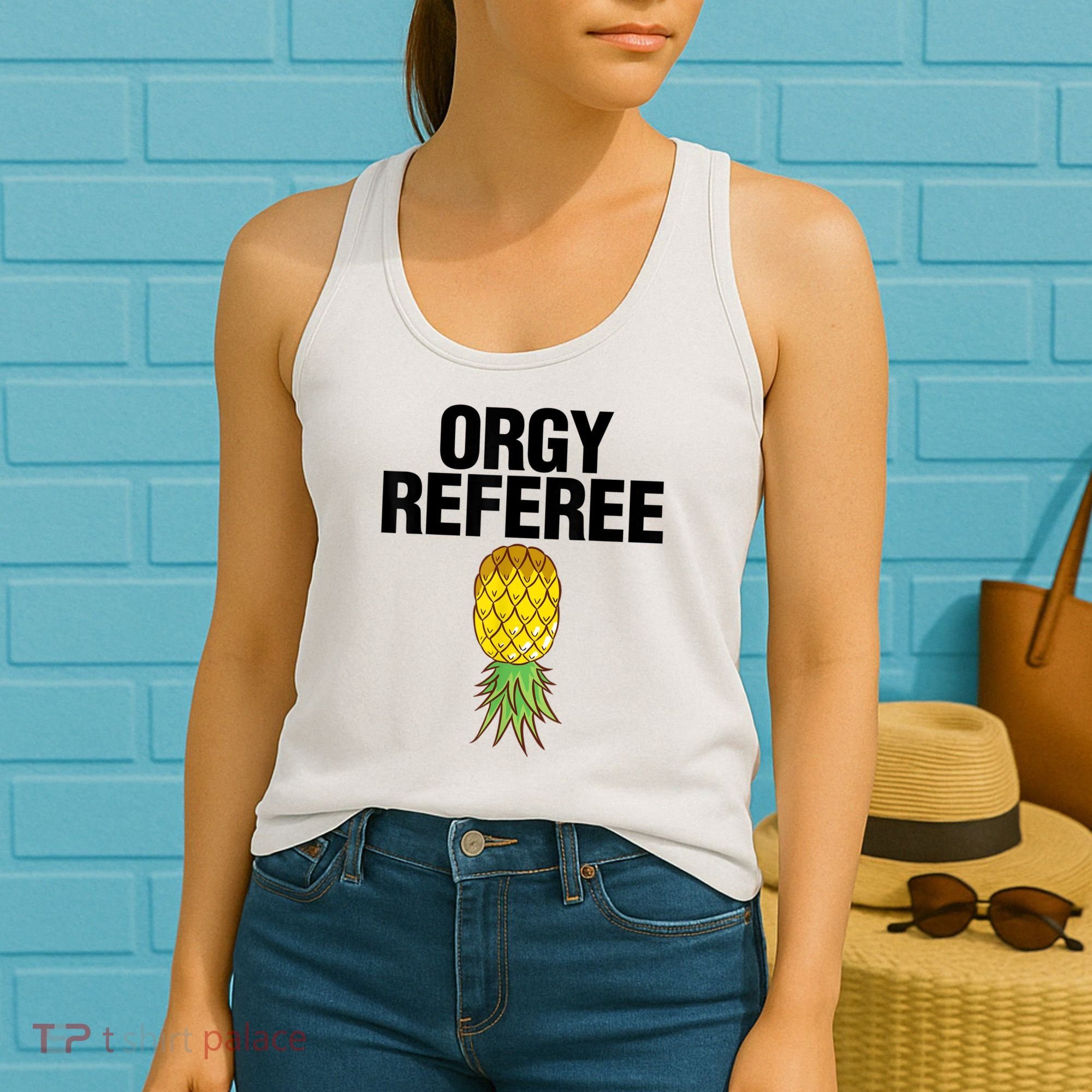 Orgy Referee Adult Humor Swinger Group Sex Freak Gift Women's Tank Top