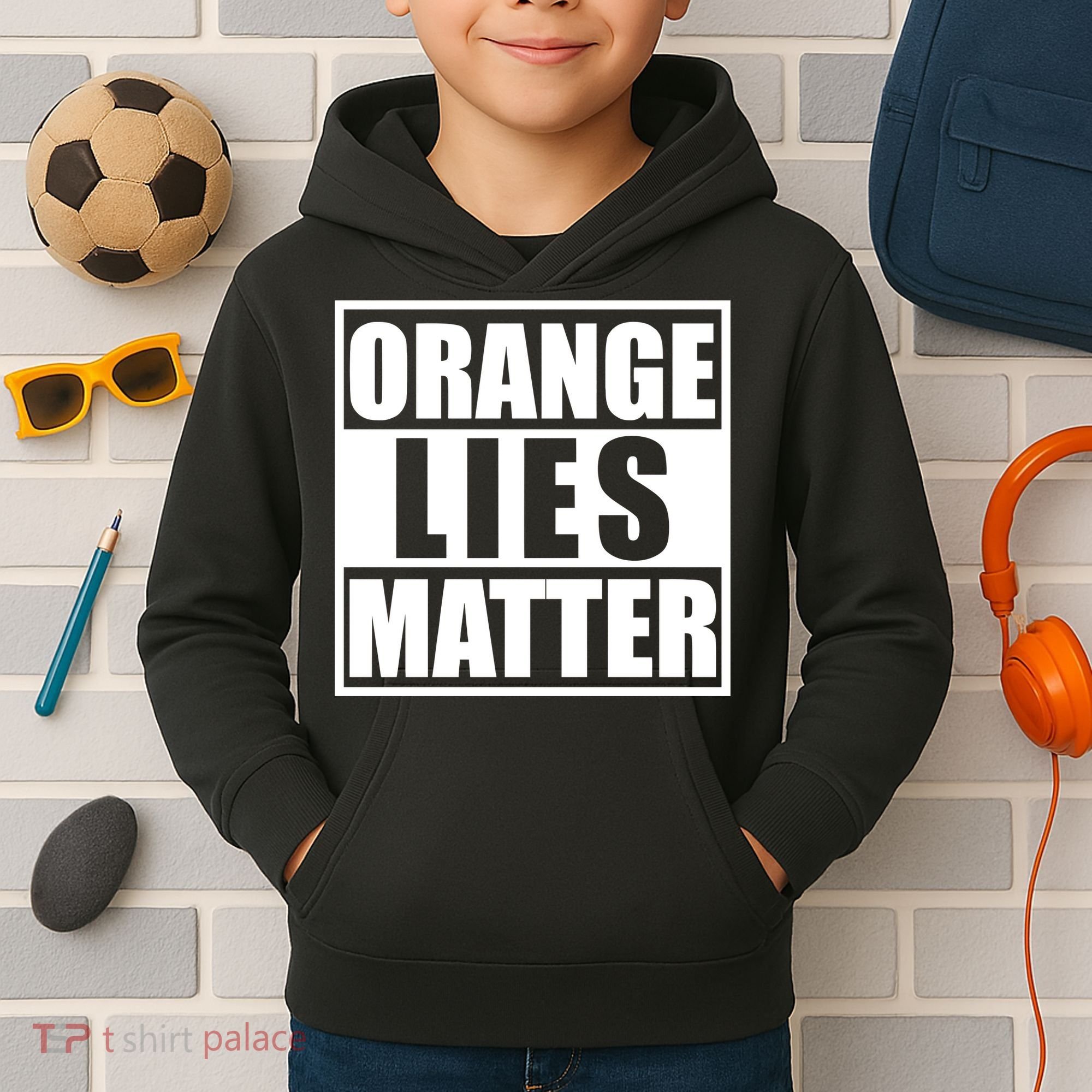 Orange Lies Matter Resist Anti Trump Kids Hoodie