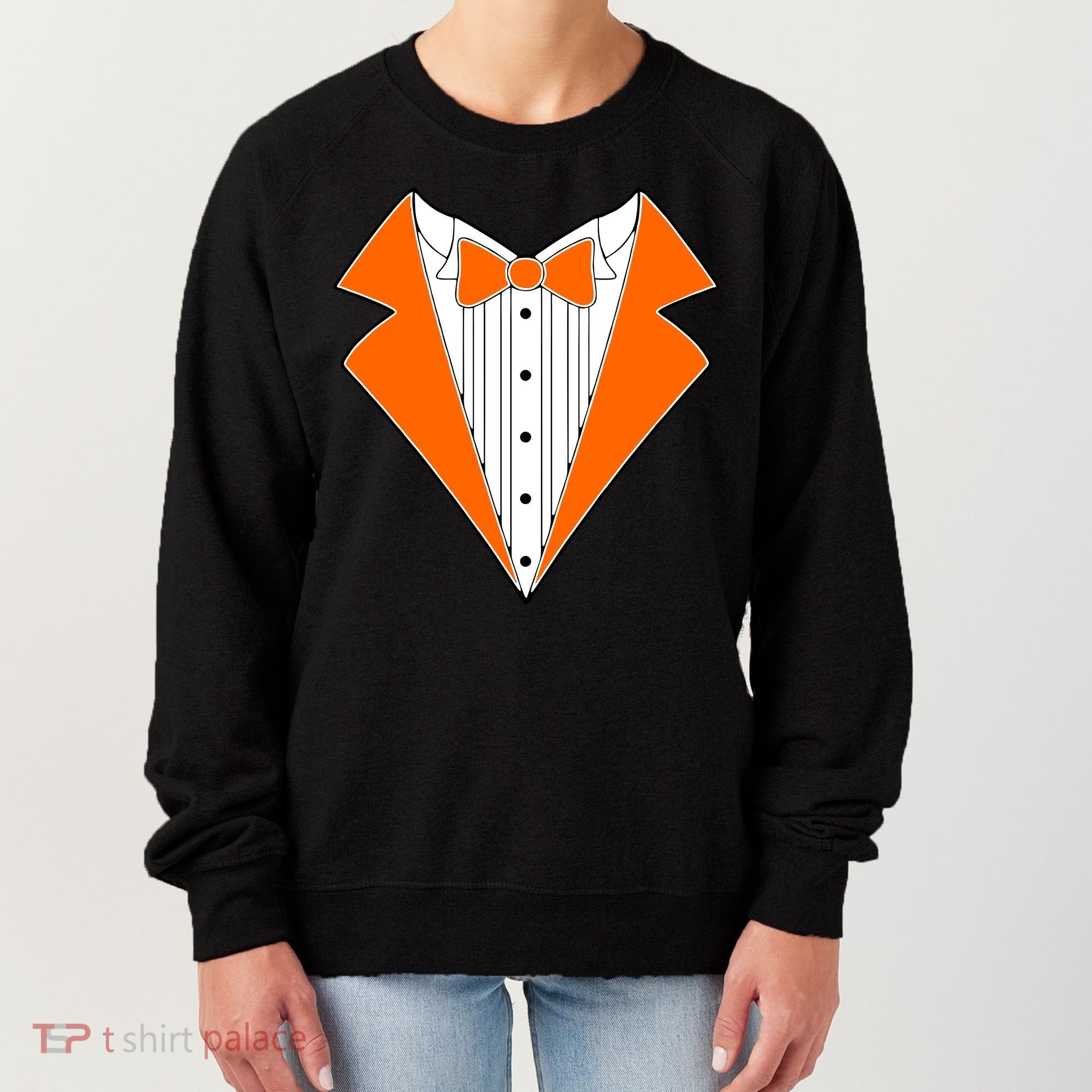 Orange Tuxedo Wedding Bachelor Prom Tux Women's Sweatshirt
