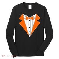 Orange Tuxedo Wedding Bachelor Prom Tux Long Sleeve Shirt thumb 0