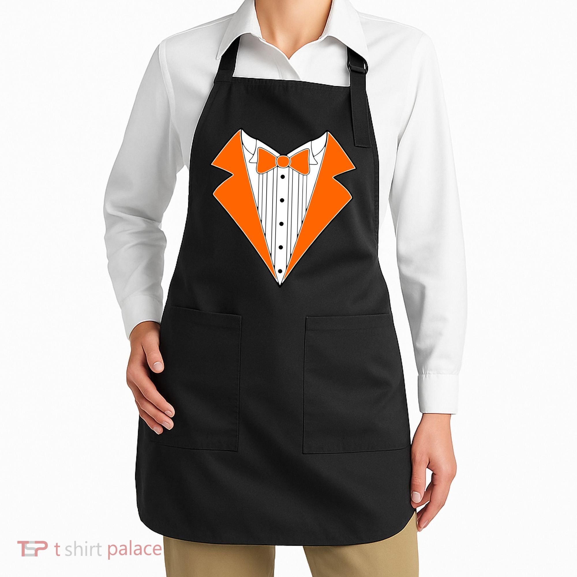 Orange Tuxedo Wedding Bachelor Prom Tux Apron