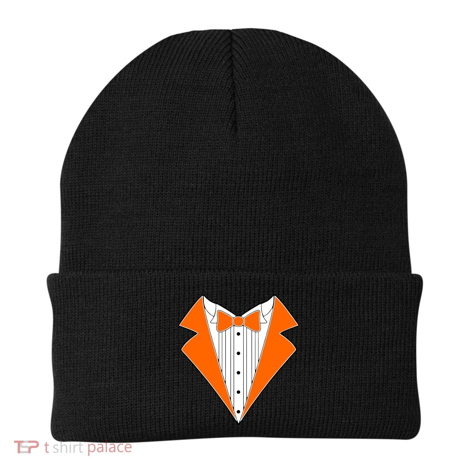 Orange Tuxedo Wedding Bachelor Prom Tux Beanie