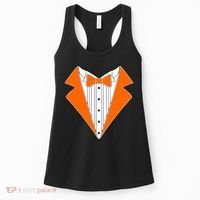 Orange Tuxedo Wedding Bachelor Prom Tux Women's Tank Top thumb 0