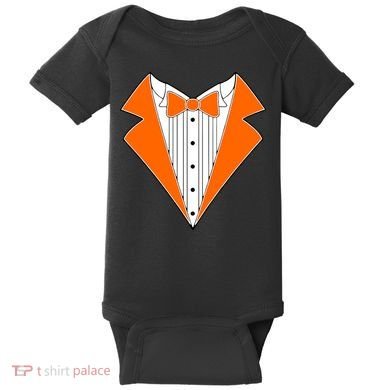 Orange Tuxedo Wedding Bachelor Prom Tux Baby Bodysuit