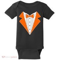Orange Tuxedo Wedding Bachelor Prom Tux Baby Bodysuit thumb 0