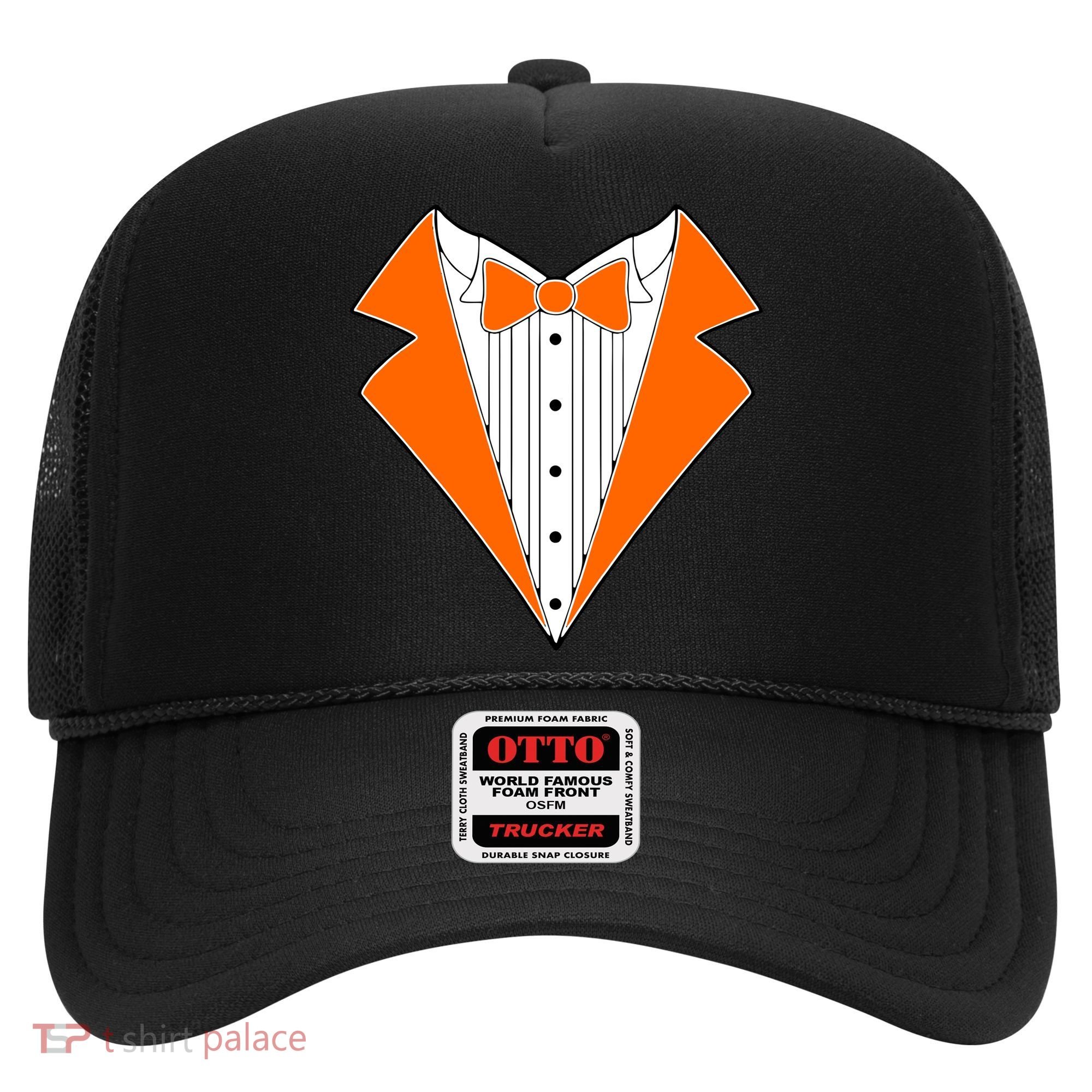 Orange Tuxedo Wedding Bachelor Prom Tux Hat