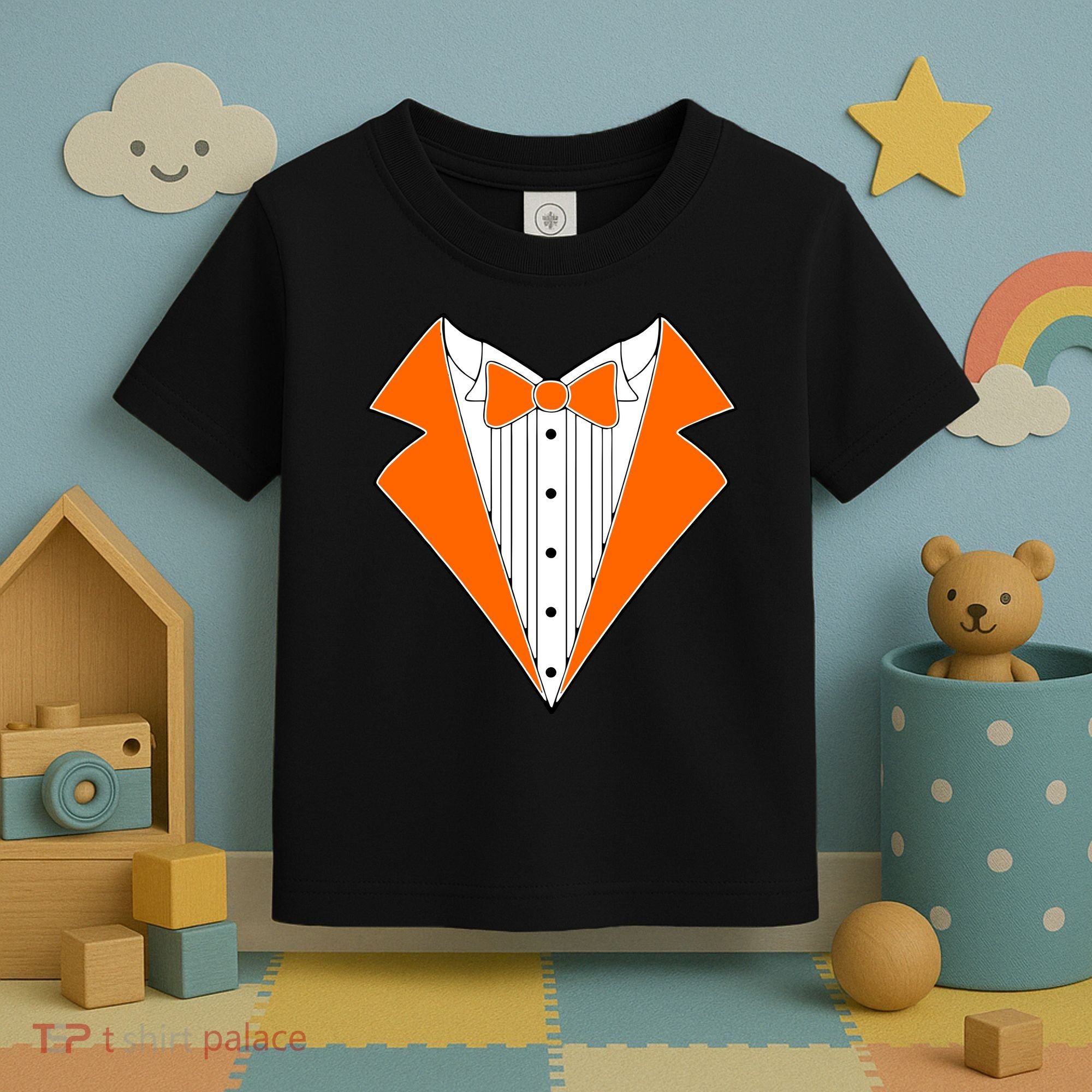 Orange Tuxedo Wedding Bachelor Prom Tux Toddler T-Shirt