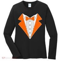 Orange Tuxedo Wedding Bachelor Prom Tux Women's Long Sleeve Shirt thumb 0