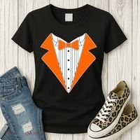 Orange Tuxedo Wedding Bachelor Prom Tux Women's T-Shirt thumb 3