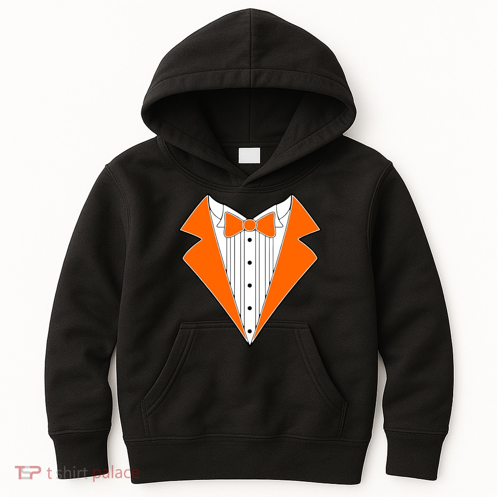Orange Tuxedo Wedding Bachelor Prom Tux Kids Hoodie