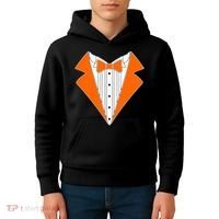 Orange Tuxedo Wedding Bachelor Prom Tux Kids Hoodie thumb 4
