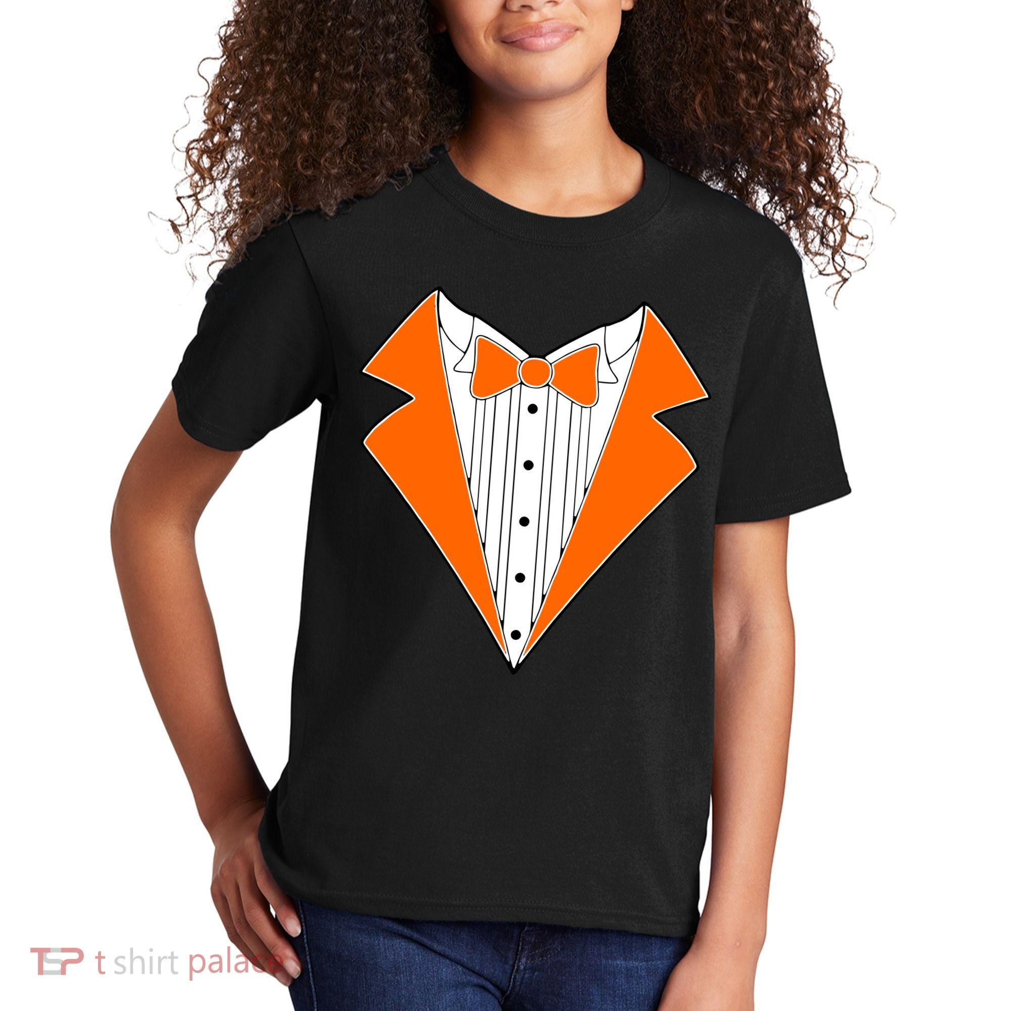 Orange Tuxedo Wedding Bachelor Prom Tux Kids T-Shirt