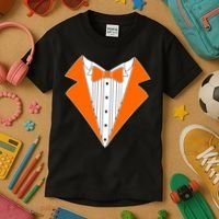 Orange Tuxedo Wedding Bachelor Prom Tux Kids T-Shirt thumb 3