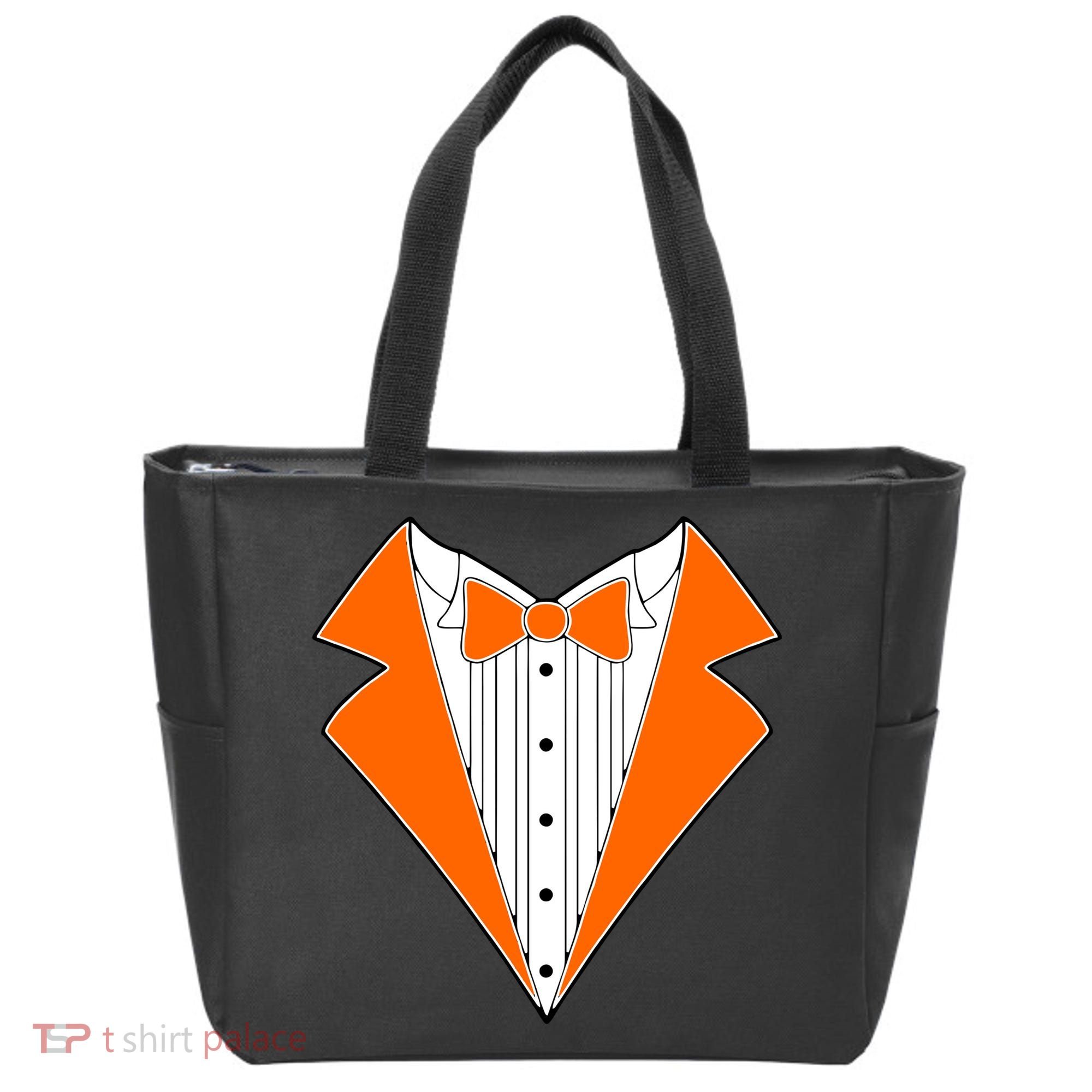 Orange Tuxedo Wedding Bachelor Prom Tux Tote Bag