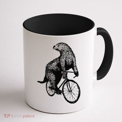 Otter Riding Bicycle Vintage Cycling Biking Otter Biker Coffee Mug back