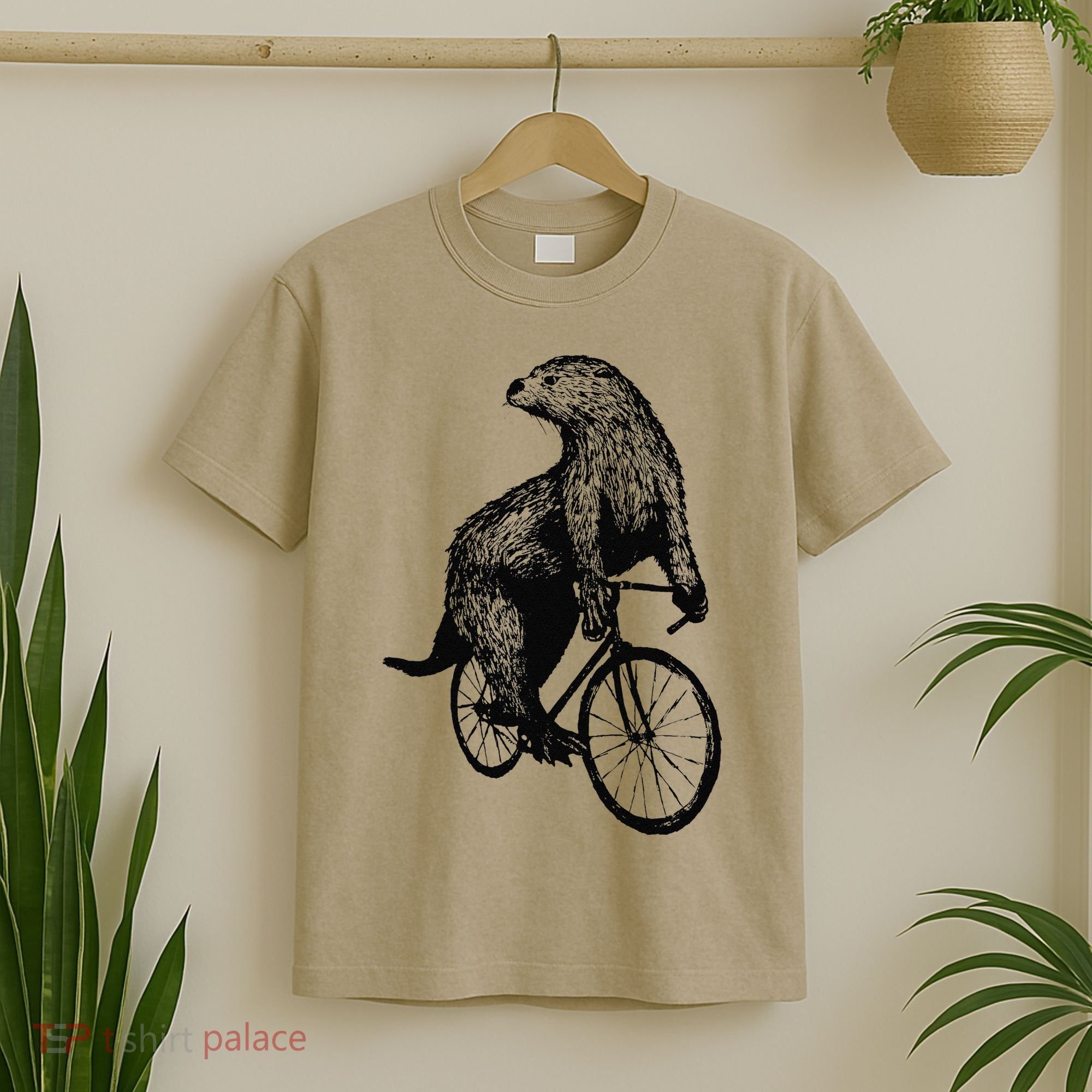 Otter Riding Bicycle Vintage Cycling Biking Otter Biker T-Shirt