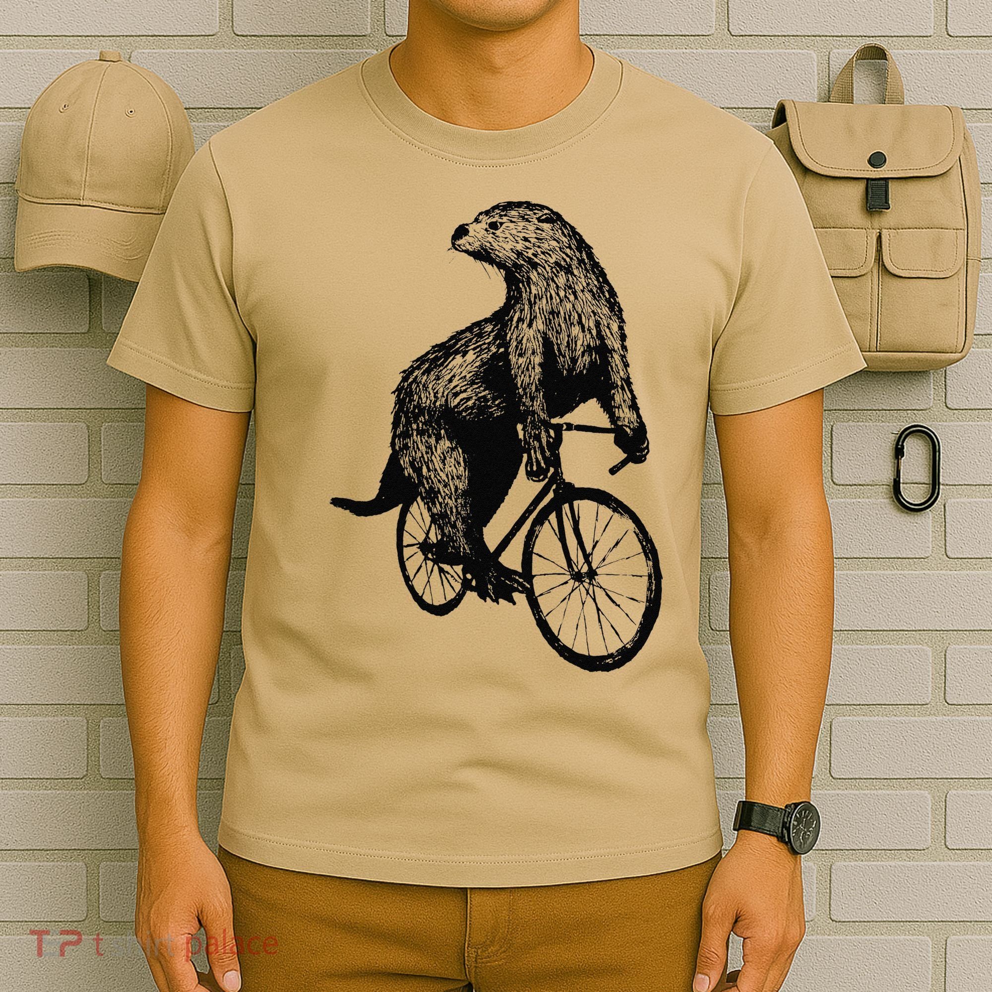 Otter Riding Bicycle Vintage Cycling Biking Otter Biker T-Shirt
