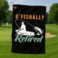 Ofishally Retired Bass Fishing Retirement Golf Towel thumb 1