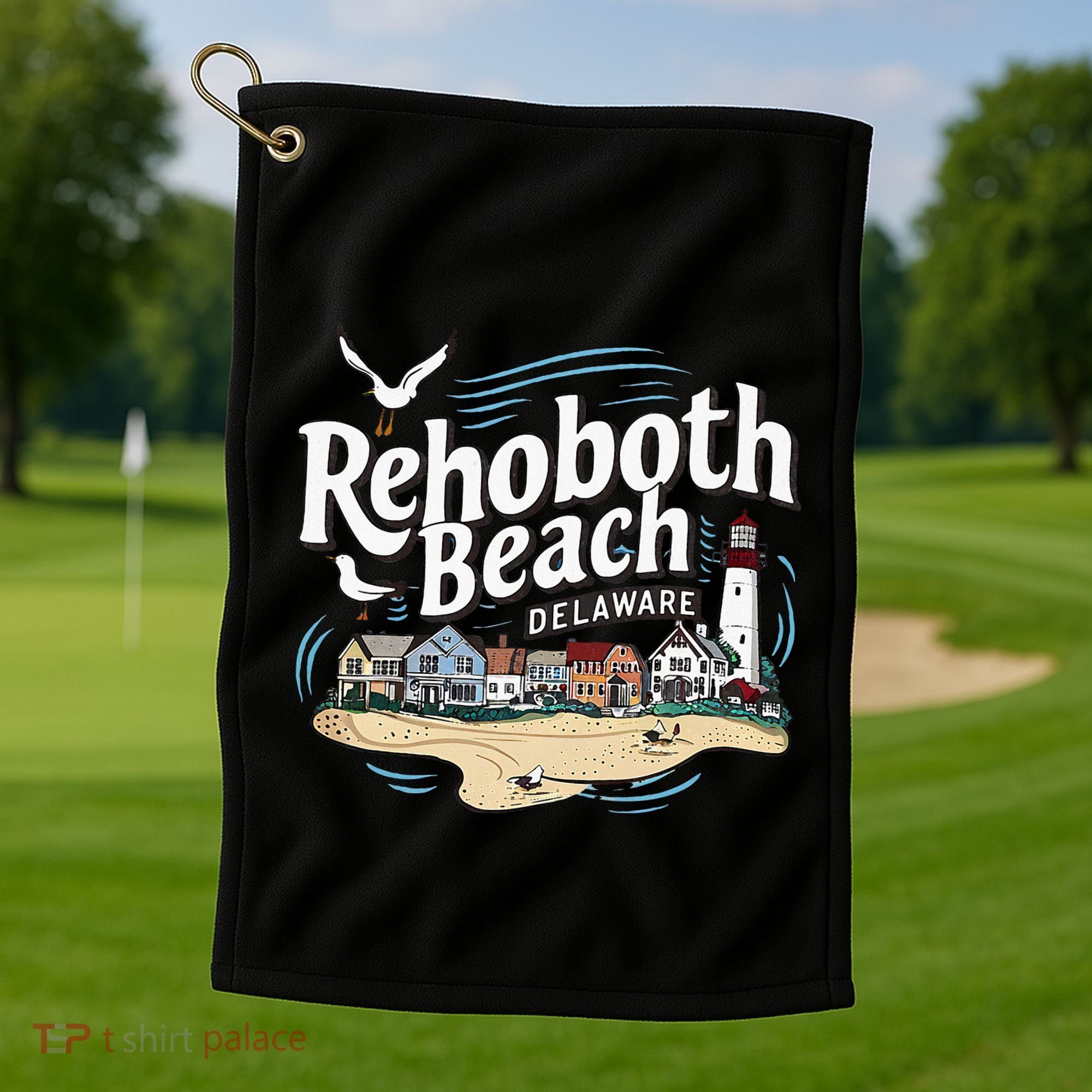 Ocean Rehoboth Beach Delaware Coastal Town Vibe Golf Towel