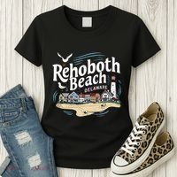 Ocean Rehoboth Beach Delaware Coastal Town Vibe Women's T-Shirt thumb 3