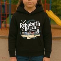 Ocean Rehoboth Beach Delaware Coastal Town Vibe Kids Hoodie thumb 3