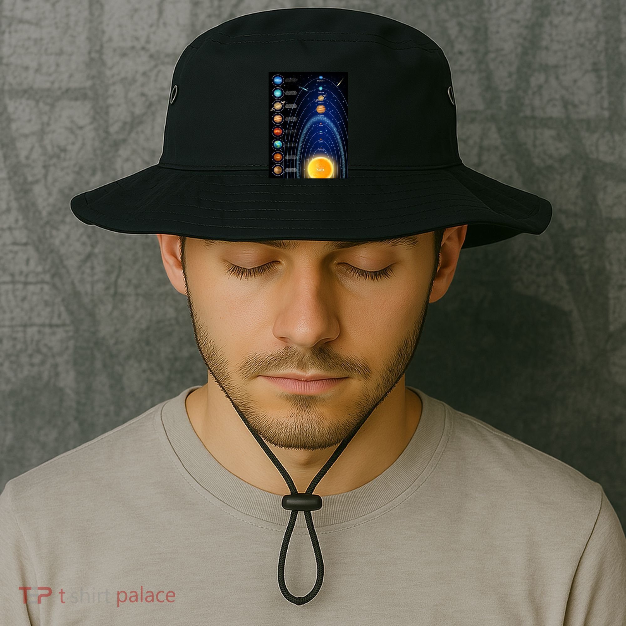 Orbiting Solar System Diagram Bucket Hat