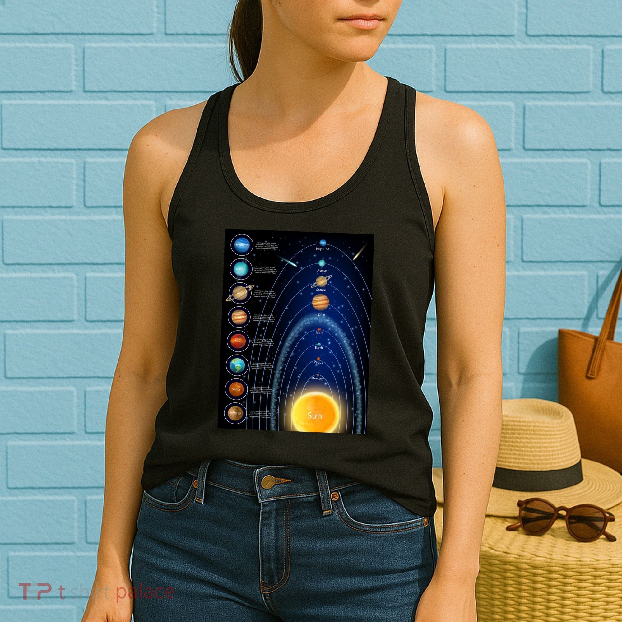 Orbiting Solar System Diagram Women's Tank Top