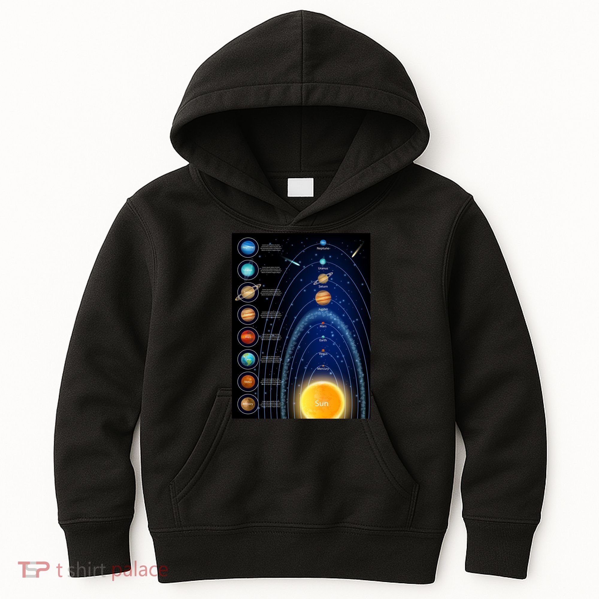 Orbiting Solar System Diagram Kids Hoodie