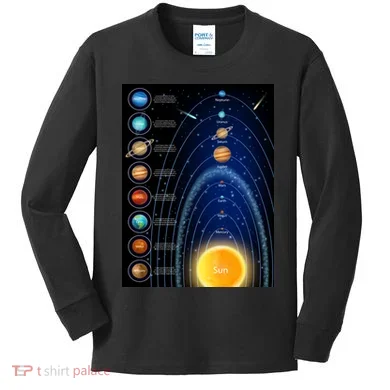 Orbiting Solar System Diagram Kids Long Sleeve Shirt