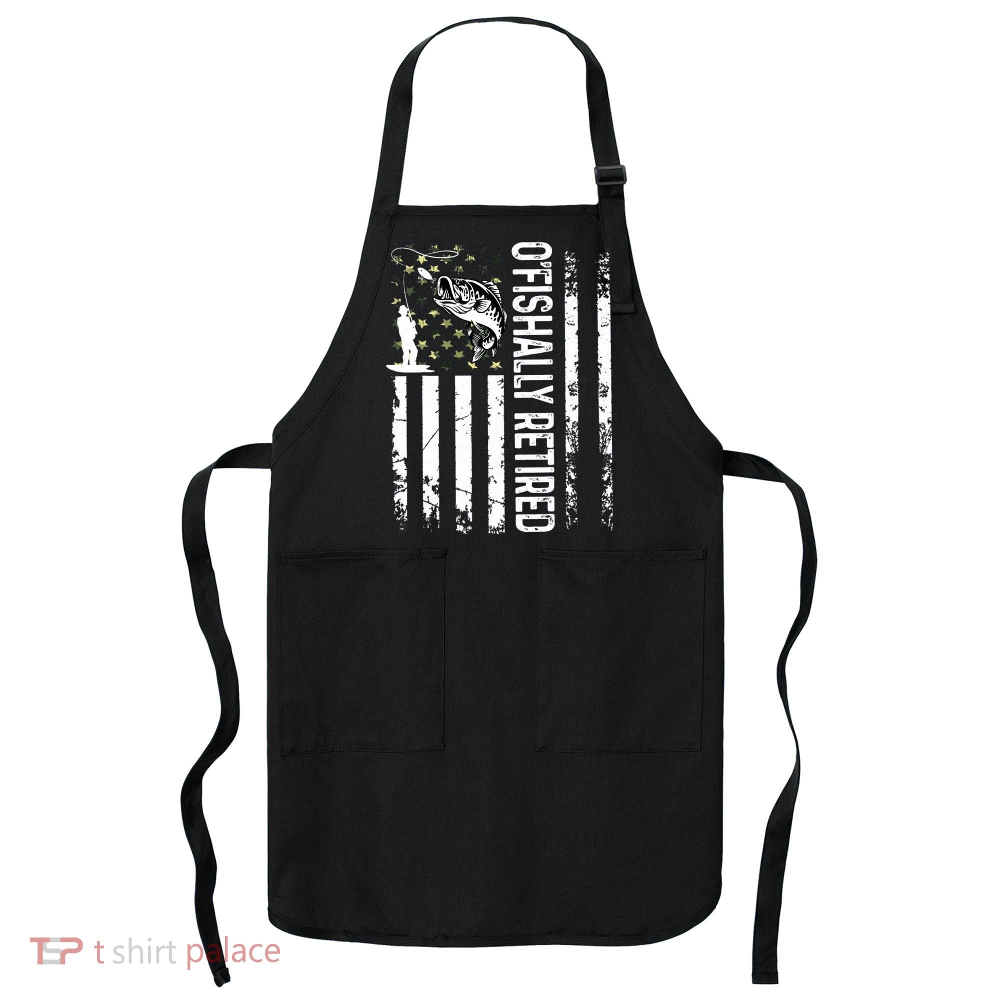 OFishally Retired Dad Fathers Day Coolest Fisherman Apron