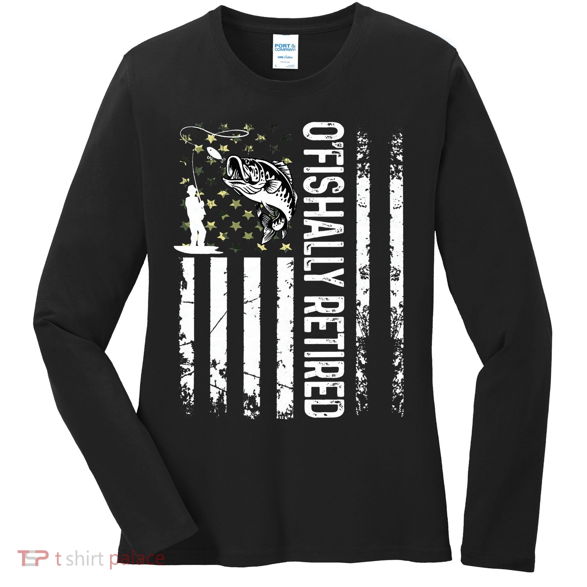 OFishally Retired Dad Fathers Day Coolest Fisherman Women's Long Sleeve Shirt