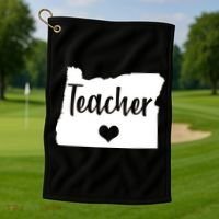 Oregon Teacher Red For Ed Golf Towel thumb 1
