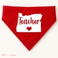 Oregon Teacher Red For Ed USA-Made Doggie Bandana thumb 0