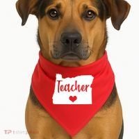 Oregon Teacher Red For Ed USA-Made Doggie Bandana thumb 1