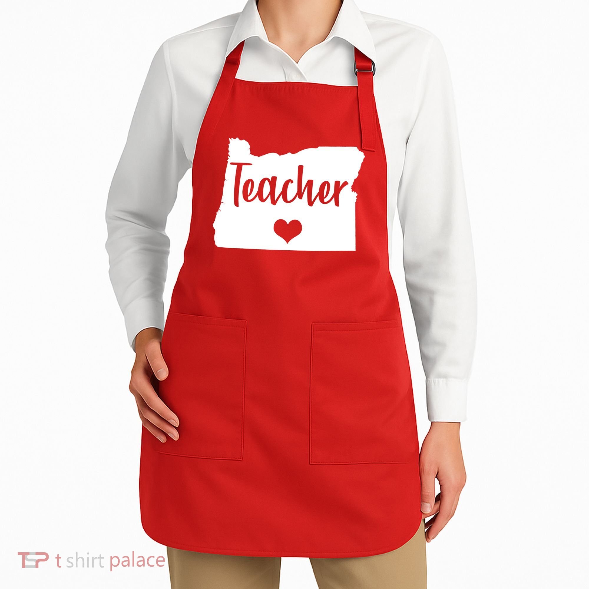 Oregon Teacher Red For Ed Apron