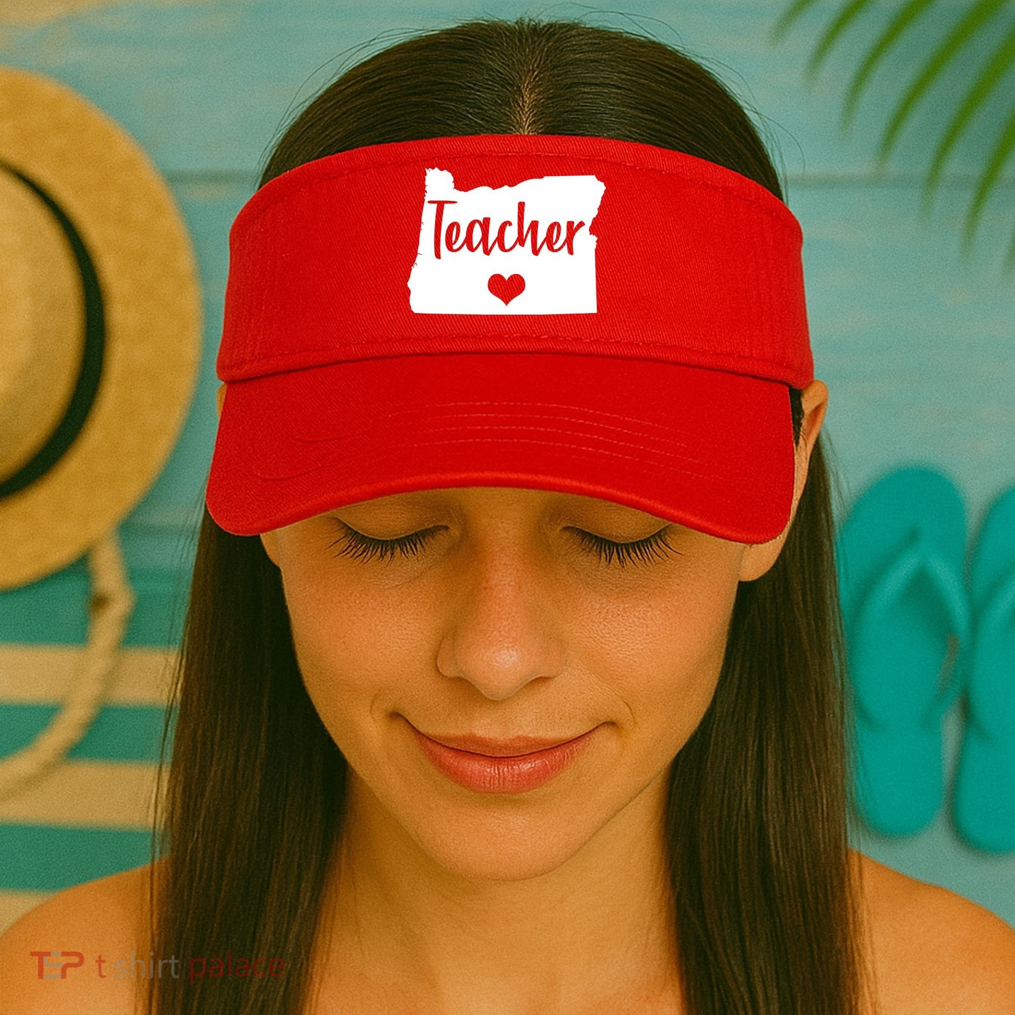 Oregon Teacher Red For Ed Visor