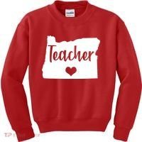 Oregon Teacher Red For Ed Kids Sweatshirt thumb 0