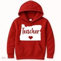 Oregon Teacher Red For Ed Kids Hoodie thumb 0