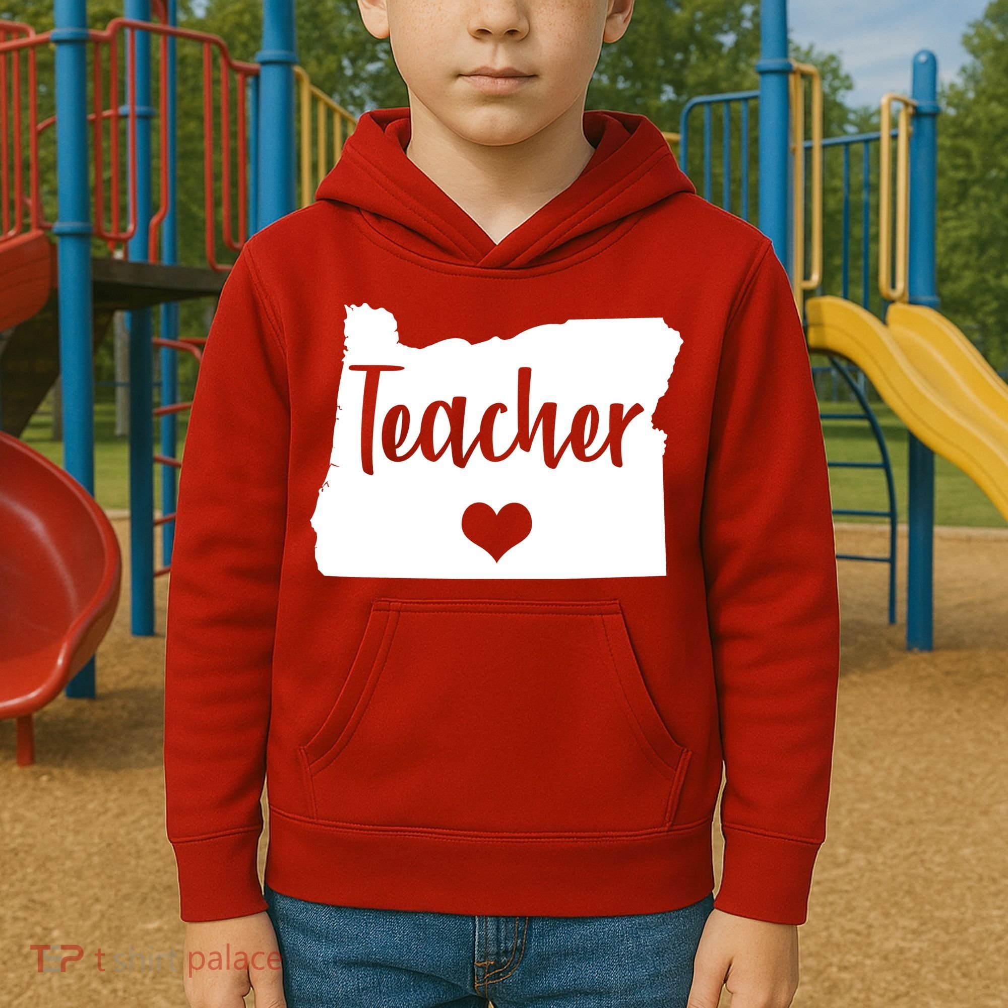 Oregon Teacher Red For Ed Kids Hoodie