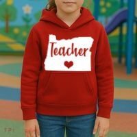 Oregon Teacher Red For Ed Kids Hoodie thumb 3