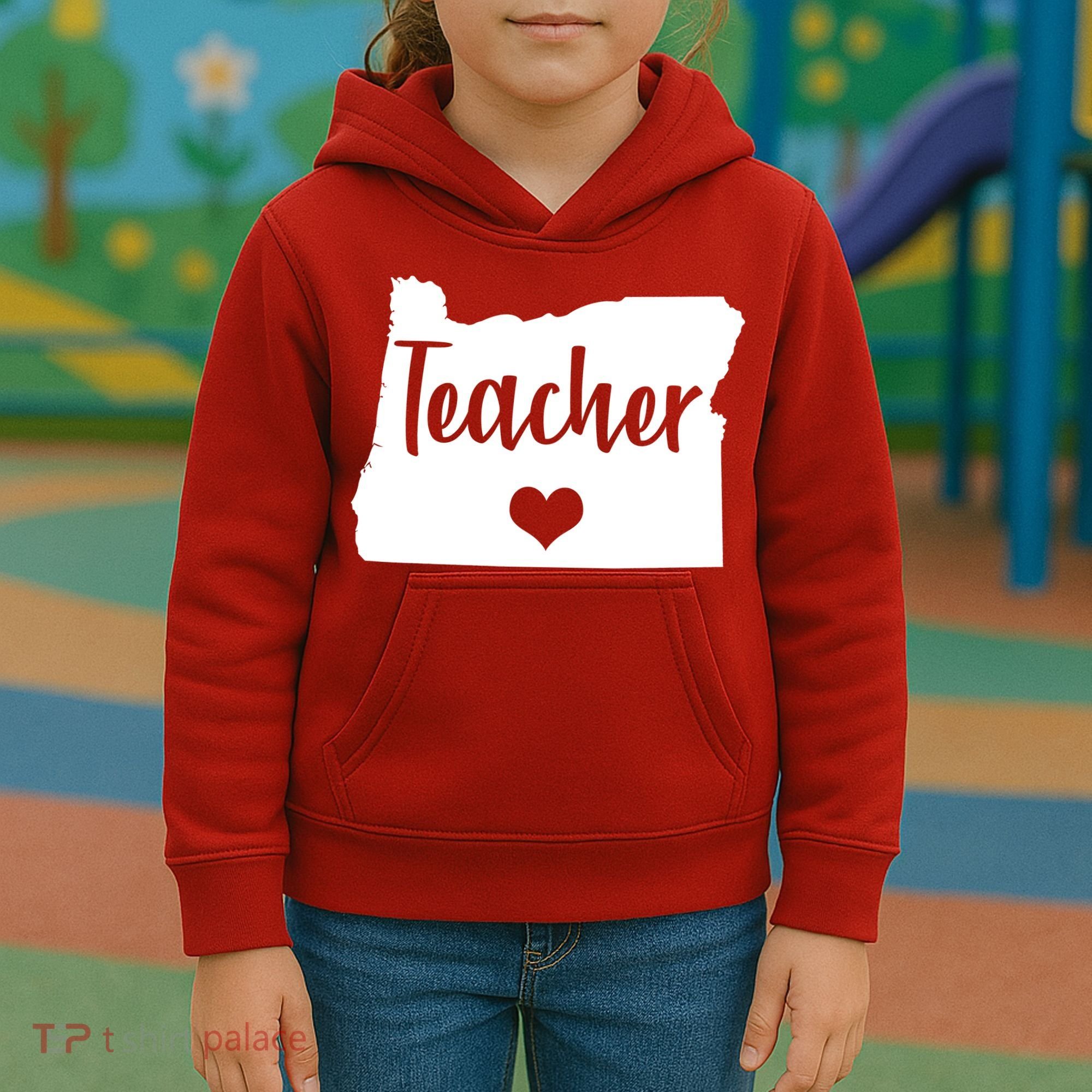 Oregon Teacher Red For Ed Kids Hoodie